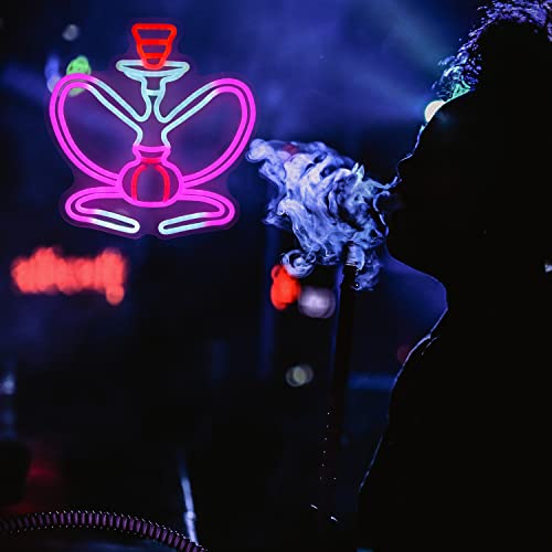 Hookah Neon Sign Shop Decorations Shisha Shaped Led Lamp For Lounge Pink White Light Sign Smoke Room Bar Restaurant Party Man Cave Wall Art Decor Neon Hookah Signs Entertainment Gift For Boys,Husband,Boyfriends Fitness Fans,Workout Man,Teenager,Professional Sportsmen #TOP3