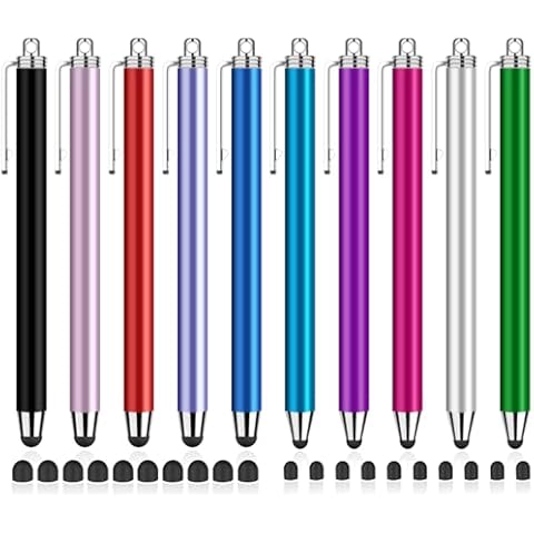 Stylus Pens for Touch Screens, Stylushome 10 Pack 0.24"+0.36" High Sensitivity Stylus with 20 Pcs Replacement Capacitive Tips for iPhone iPad Android PC Tablets All Universal Touchscreens Cover