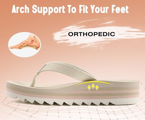 Image of KuaiLu Women's Arch Support Platform Flip Flop Sandals