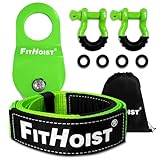 FITHOIST Offroad Recovery Kit, Snatch Block Pulley 10 Ton and Tree Saver Strap 3' x8' and 2pc D Ring Shackles 3/4', Winch Accessories for Car Truck SUV ATV