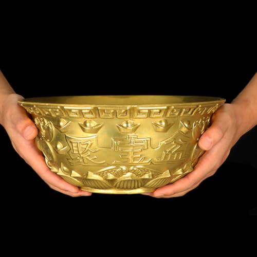 Cuenco de dinero de latón dorado RUNROTOO con diseño vintage de buena suerte 6