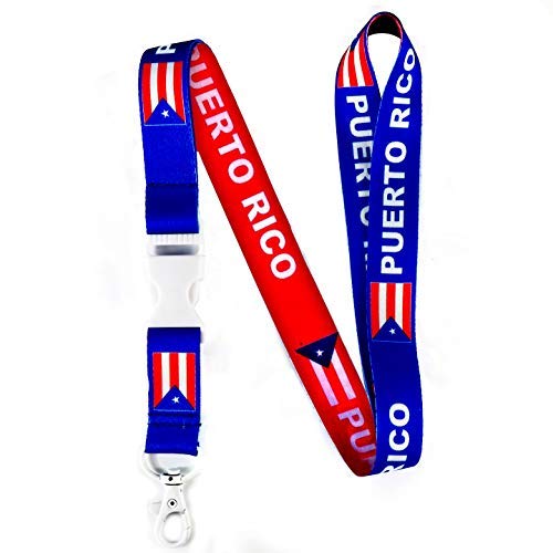 Puerto Rico Lanyard Keychain - Work ID Lanyard for Keys Badge Fob Name Tag Passport - Puerto Rican ID Card Holder Keychain for Men Women Gift Souvenir Cruise - Llaveros para Llaves (1 Blue/Red)