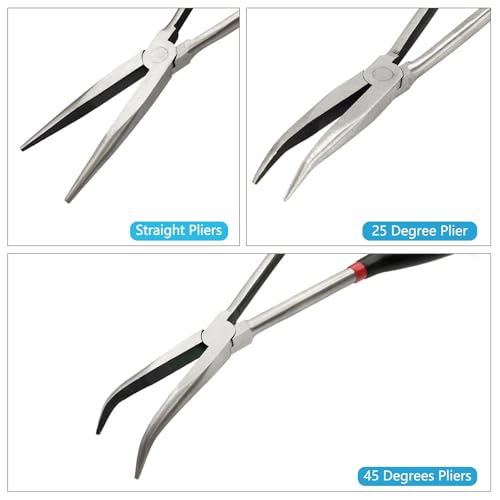 Image of 3-Piece 11 inch Extra Long Nose Pliers Set with Insulated Comfort Grip Handles