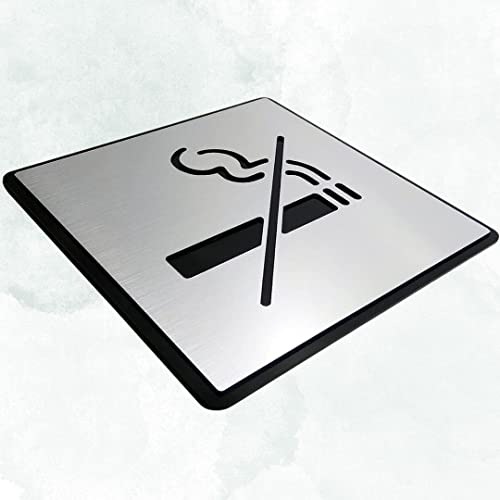 Image of CVANU Silver Acrylic Prohibit SMOKING Self-Adhesive Sign Board for Office /Hospital /Cafe Sign Board (set of 2) c76