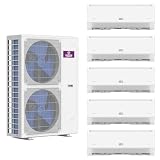 GWIN 43,000 BTU 22 SEER2 230V Five-Zone Ductless Mini-Split Complete System (42k condenser,7K + 9K (x 4) Wall Mount) with 15 foot line set and communication wire
