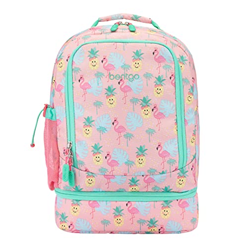 BentgoÂ® Kids Prints 2-in-1 Backpack & Insulated Lunch Bag - Durable, Lightweight, Colorful Prints for Girls & Boys, Water-Resistant Fabric, Padded Straps & Back, Large Compartments (Tropical)