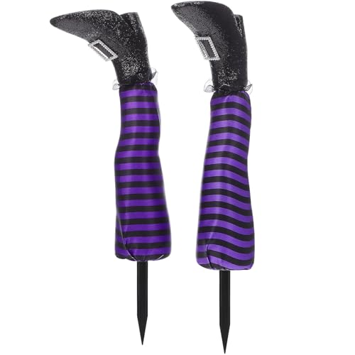 Zerodeko Piernas de Bruja Púrpura para Decoración de Halloween Exterior, Adorno de Jardín Seguro de Tejido Apariencia Llamativa para Fiesta y Patio