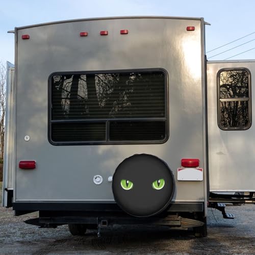 Image of Delerain Spare Tire Cover Black Cat Eye Wheel Covers Waterproof Dust-Proof UV Sun Universal Fit for Trailer RV SUV Truck and Many Vehicle (17 Inch for Diameter 31 inch-33 inch)