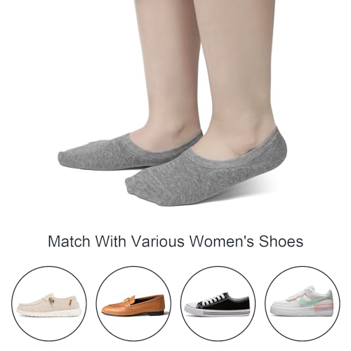 Image of SIXDAYSOX Womens No Show Socks - 4-8 Pairs, Low Cut, Non-Slip, Invisible Cotton Liner