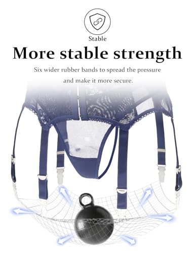 Image of ohyeah Plus Size High Waist Garter Belt Set Lace Mesh Suspender Belt with 6 Vintage Metal Clip for Stockings