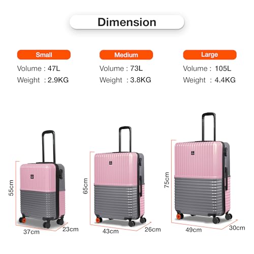 Image of Nasher Miles Istanbul Hard-Sided ABS and PC Cabin Luggage 20 inch | 55cm | 8 Wheels Small Trolley Bag for Travel | Suitcase (Pink Grey)