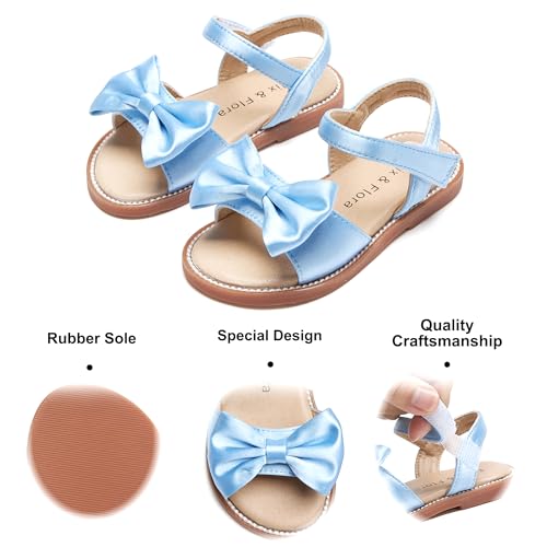 Image of Felix & Flora Toddler Girl Sandals - Little Girl Easter Dress Shoes Lightweight Open Toe Beach Holiday Flats