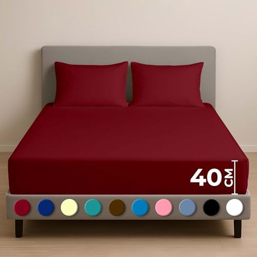 Rohi 40cm Extra Deep Fitted Sheets Double – Soft, Breathable & Anti-Allergy Cotton Blend...
