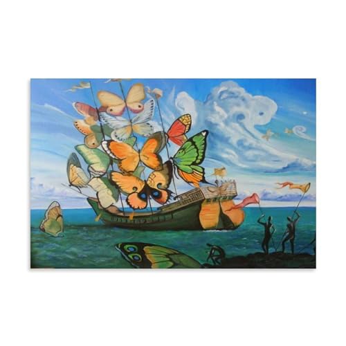 Ship With Butterfly Sails Poster Salvador Dali Surrealism Canvas Print Art Poster, Wall Art Home Decoration Painting; Unframe; 20x30inch(50x75cm)