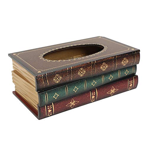 EISHOW Vintage Wooden Antique Book Tissue Holder Novelty Napkin Holder Retro Pumping Paper Storage Case Dispenser (A)