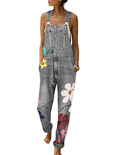 Sexyshine Women's Classic Denim Adjustable Bib Casual Loose Long Jeans Pants Jumpsuit Overalls(7463GY-M)