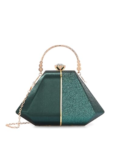 Image of TOOBA Handicraft Women's Beautiful Bling Box Clutch Bag | Evening Bag, Bridal Purse & Party Handbag | Wedding & Special Occasion Clutch (Mix Pyramid)