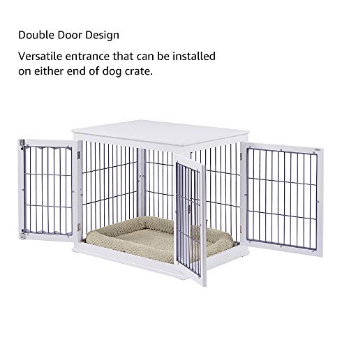 Unipaws Furniture Style Dog Crate End Table With Cushion, Wooden Wire Pet Kennels With Double Doors, Large Dog House Indoor Use #TOP4