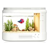 EVIEUN Betta Fish Tank White 1 Gallon Acrylic Small Fish Tan...
