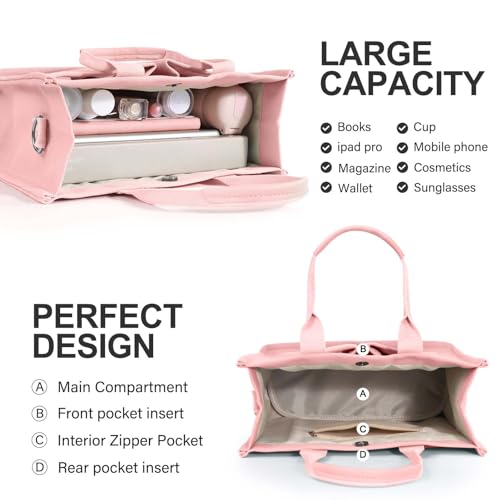 Image of Canvas Tote Bag for Women with Pockets Crossbody Bag Tote Shoulder Handbags Casual Work Bags Everything Tote Bag