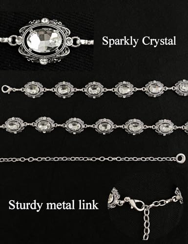Image of TOPACC Bling Silver Western Chain Belts for Women Evening Fashion Rhinestone Belt Wedding Bridal Belt for Formal Dresses Jeans