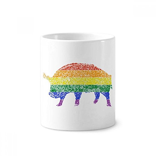 Pot à brosse à dents LGBT arc-en-ciel tasse céramique blanche