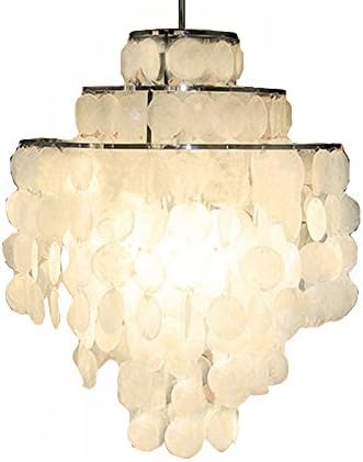 Aero Snail® 3-Light Round Chandelier with Round Capiz Seashells Natural White DIY Pendant Light for Living Room Bedroom (with Detailed Installation Manual)