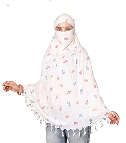 Image of SIXSIGMA Cotton Long Scarf Cum Mask scarves Usable for vehicle Driver | White Printed Design | Universal Size | For Girl & Women | Breathable Sun Protection Light Weight