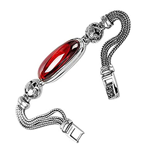 Bracelet femme argent 925 anti-allergie jonc rouge et vert durable