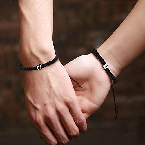 Initial Bracelets for Women Men Gifts for Her Teen Girl Best Friend Birthday Graduation Dainty Braided Bracelets Letter A-Z Charm Adjustable Link Mother's Day Jewelry Mom Christmas Gifts Valentine's Day Jewelry