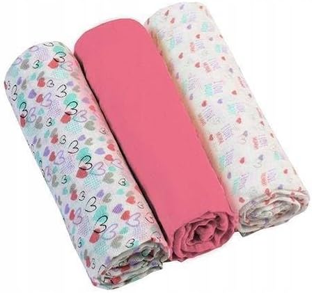 Babyono Mullluiers Super soft muslin - diapers 70x70 cm (3 pieces), burp cloths (pink/heart)