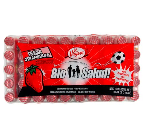 El Viajero Bio Salud Strawberry Probiotic Beverage, 50 ct.
