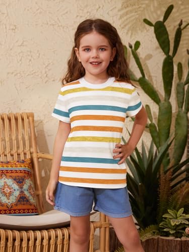 Image of ZDC Girls' Short Sleeve Shirts Kids Crewneck T-Shirts Summer Tops Basic Tees 5-14 Years