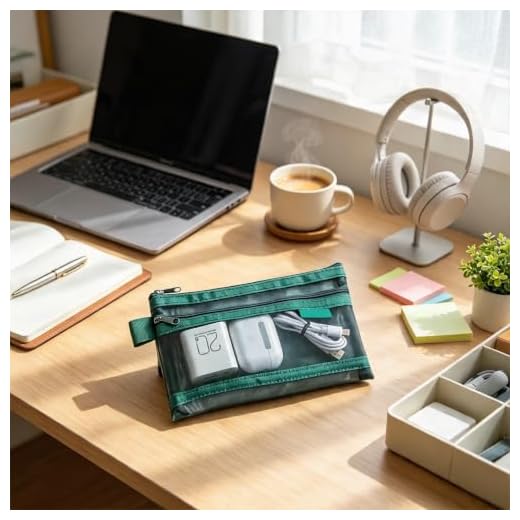 Portable Electronic Device Organizer Bag with Mesh Panels and Zip Closure