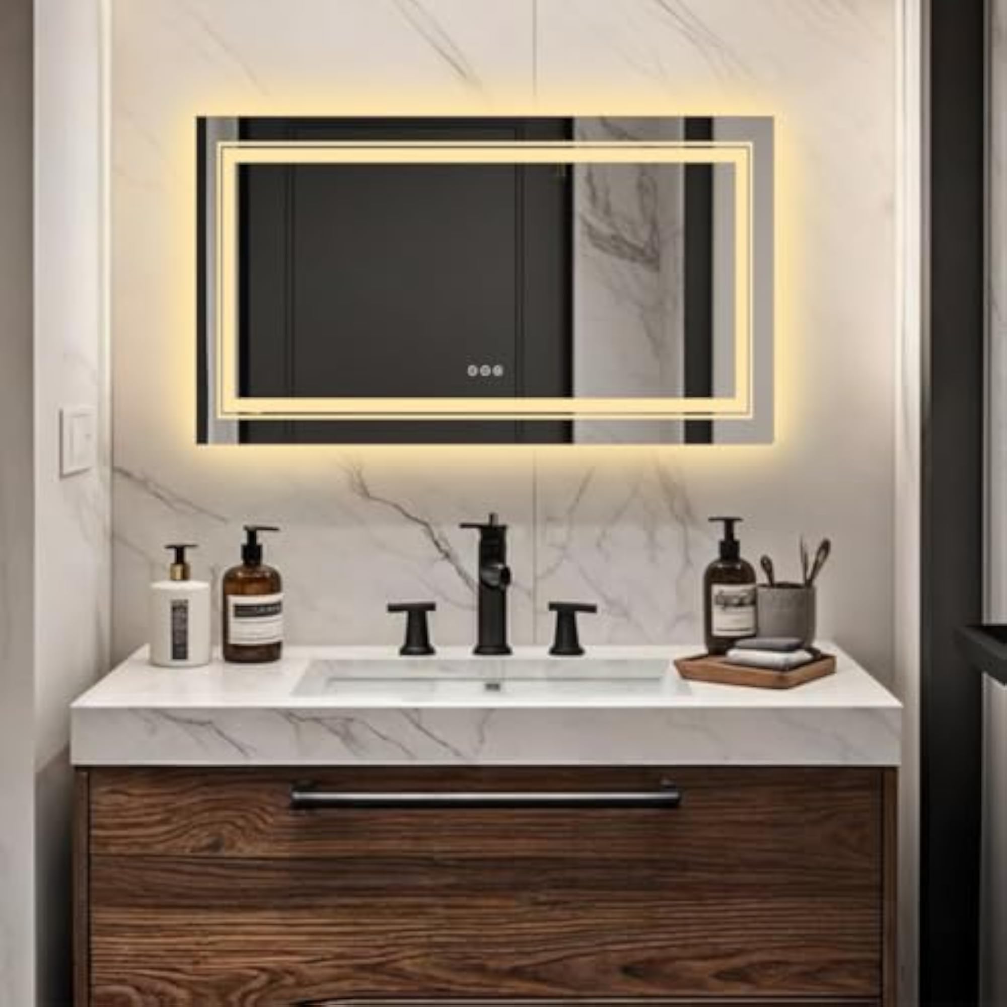 Smart Bathroom Mirror with Color Changing Lights