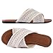 Mtzyoa Women's Flat Sandals Ivory Size 9 Crossover Braided Ladies Summer Dressy Casual Vacation Bohemian Cute Leather Beach Comfy Slides