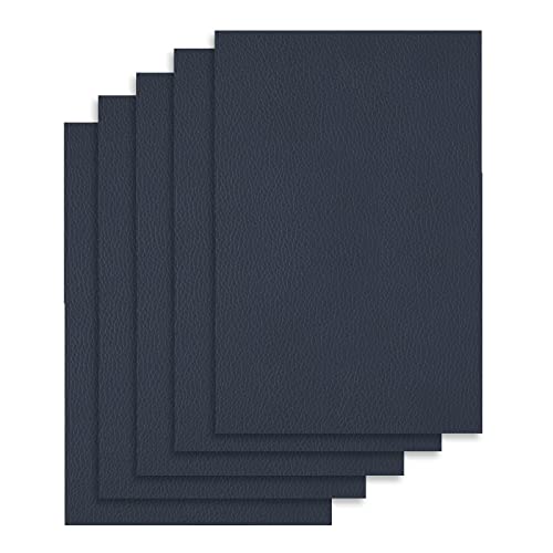 DERAYEE 貼るレザー合皮 補修シール 生地 ソファー 補修シール 5枚入り バイク シート 補修 革シート 防水 (紺色, 20X30cm)のサムネイル