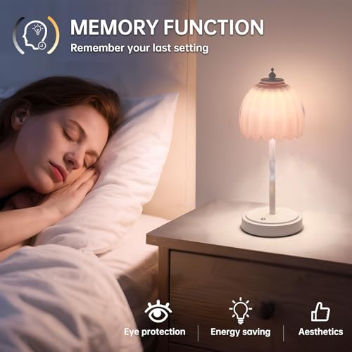 Image of Shenmoyl Rechargeable Table Lamp with 5200mAh Battery & Touch Control - 3 Adjustable Color Temperatures, Cordless Dimmable Table Light for Bedroom, Office Desk, Nightstand(Creamy Pink, 1 Pack
