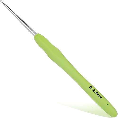 Gancho de ganchillo ergonómico de 0.079 pulgadas, agujas de ganchillo para manos artríticas, agujas de tejer con mango suave principiantes y