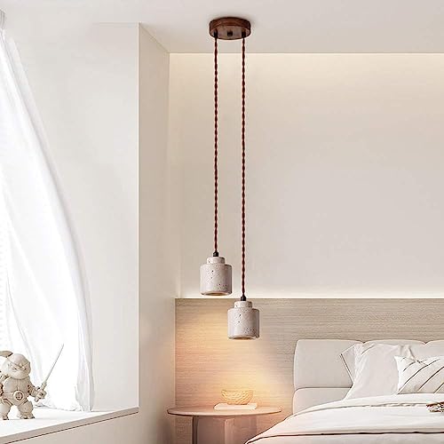 Lámpara de travertino de 2 luces ideal para iluminar la isla de tu cocina con estilo rústico 4