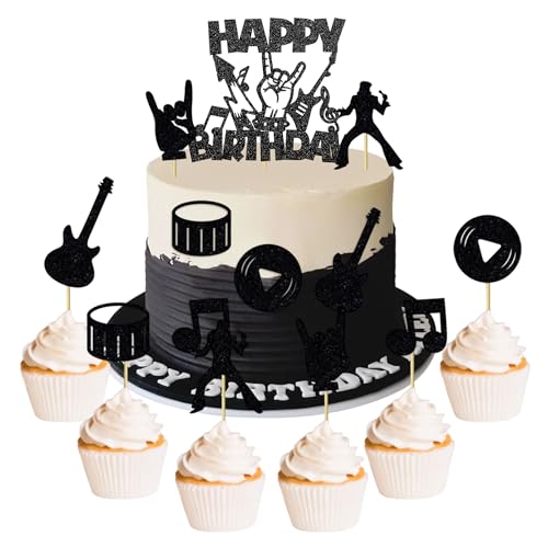 décoration de cupcake des années 90 décoration de fête d'anniversaire à thème des disco décoration de fête des rock roll décoration de gâteau rock...