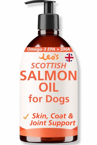 Leos Salmon Oil for Dogs and Cats | Premium 100% Natural Food Topper Fish Oil for Dogs and Cats | Enhances Coat Shine Joint & Brain Health Itchy or Dry Skin and Dandruff Hair Treatment 500ml