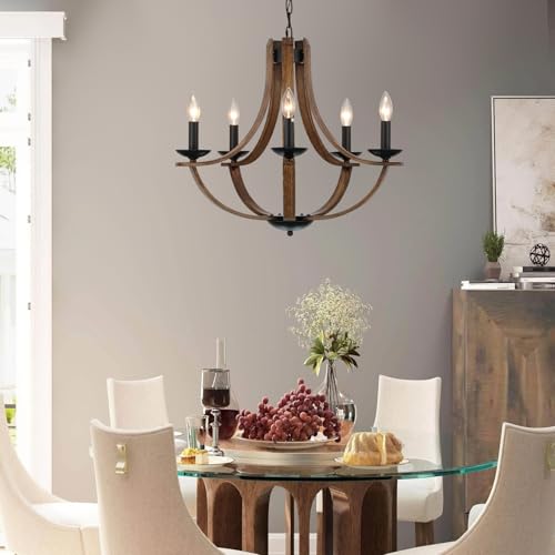 D24-Farmhouse-Chandelier-5-Light-Adjustable-Rustic-Chandelier-for-Dining-Room-for-Living-Room-Kitchen-Foyer-Bedroom-and-Entryway-Faux-Walnut-Candle-Chandeliers