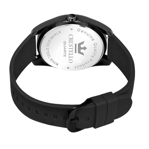 Image of CRESTELLO Silicone Strap Analog Wrist Watch with Day-Date Display for Men | 1 Year Warranty* | CR-BK205