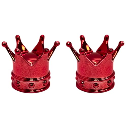 cyclingcolors 2 x Tapas de Válvula Crown King Queen Plástico para Válvulas Schrader en Bicicleta, Motocicleta, Coche, Quad, E-Scooter, Rojo