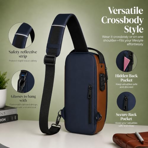 Image of Sling Bag for Men & Women- Crossbody Sling Bag for Travel, Cycling & Hiking | Waterproof Shoulder Bag with Compartment and Zipper Pockets