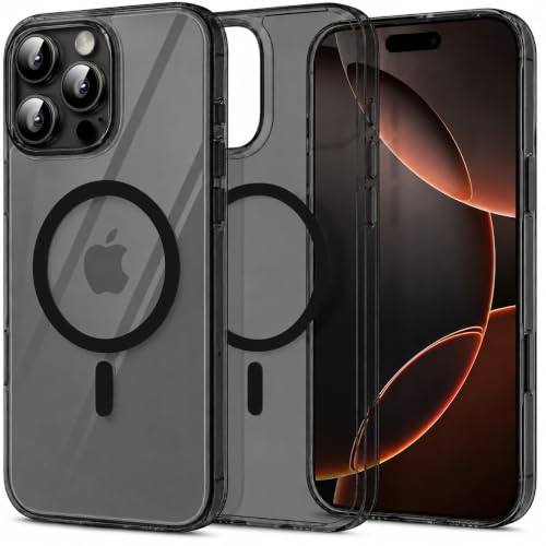 Image of Elzzi Anti Scratch Semi Translucent Cover for iPhone 16 Pro Max Case, Premium PC + TPU Magnetic Phone Cases Drop Proof, Compatible with Magsafe Slim Never Yellowing Shockproof