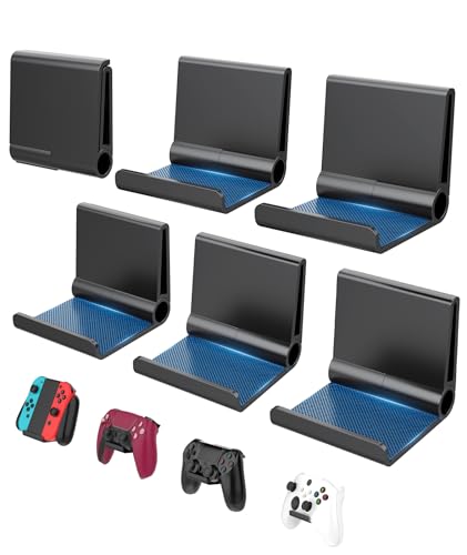 6 Pack Foldable Controller Wall Mount Holder for Xbox PS5 PS4 PS3 Switch Pro Strong Adhesive/Screw...