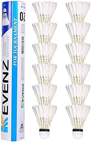 KEVENZ 12-Pack Goose Feather Badminton Shuttlecocks With Great Stability and Durability, High Speed Birdies Balls