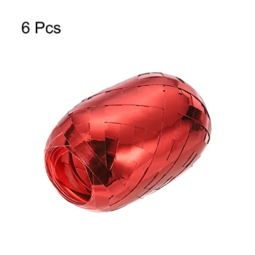 PATIKIL 6pcs Curling Ribbon Crimped Balloon String Shiny Metallic 5mm 10m for Christmas Wedding Gift Crafts Florists Decoration Red - Image 3